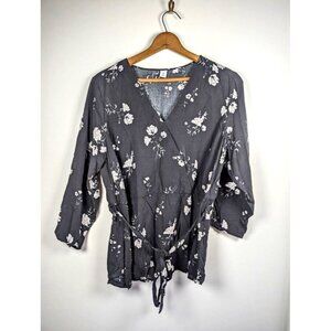 Old Navy Top Women's Size 2X Faux Wrap Babydoll Whimsigoth Dark Cottagecore Boho
